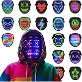 arscniek LED Face Mask with Gesture Control – Rechargeable Light Up Halloween Masks Costume for Adults & Kids, Glowing Transformable Cosplay Mask for Parties, Christmas, Concerts