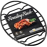GOURMEX Black, Oval Oven Roasting Rack with Integrated Feet | Ideal for Cooking, Baking, Roasting, Cooling and Grilling | Non