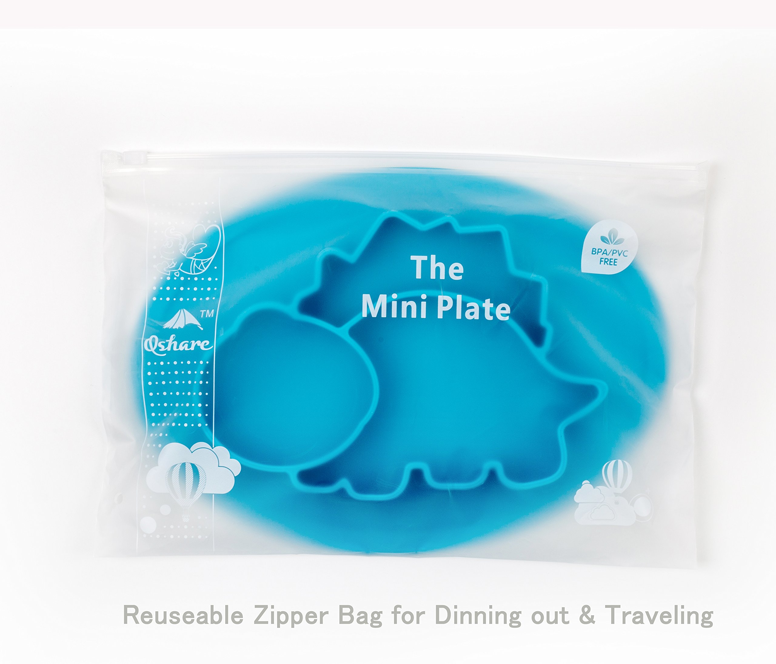 Qshare Toddler Plate, Portable Baby Plate for Toddlers and Kids, BPA