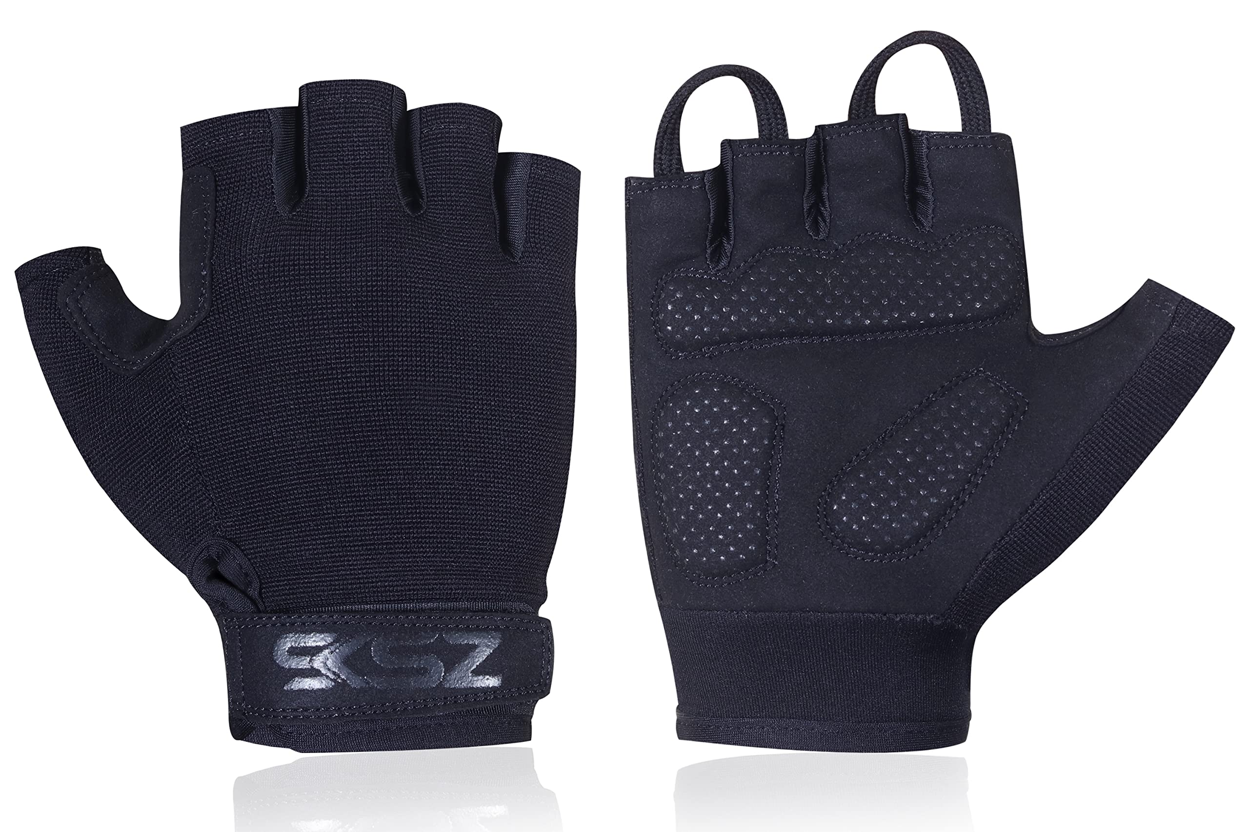 SKSZ LEATHER Gym Gloves| Weight lifting Gloves| Training Gloves with Wrist Support | Gym Gloves Men | Full Finger Work Gloves | for Cycling Hanging & Pull-up’s, (Black Half Finger, S)