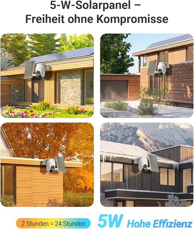 CB8 Lite 6MP kabellose PTZ Akku WLAN Kamera Outdoor mit 5W Solarpanel