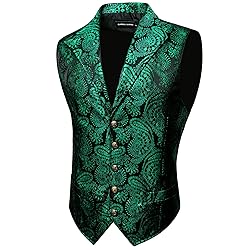 Barry.Wang Mens Silk Victorian Vest Tailored Collar