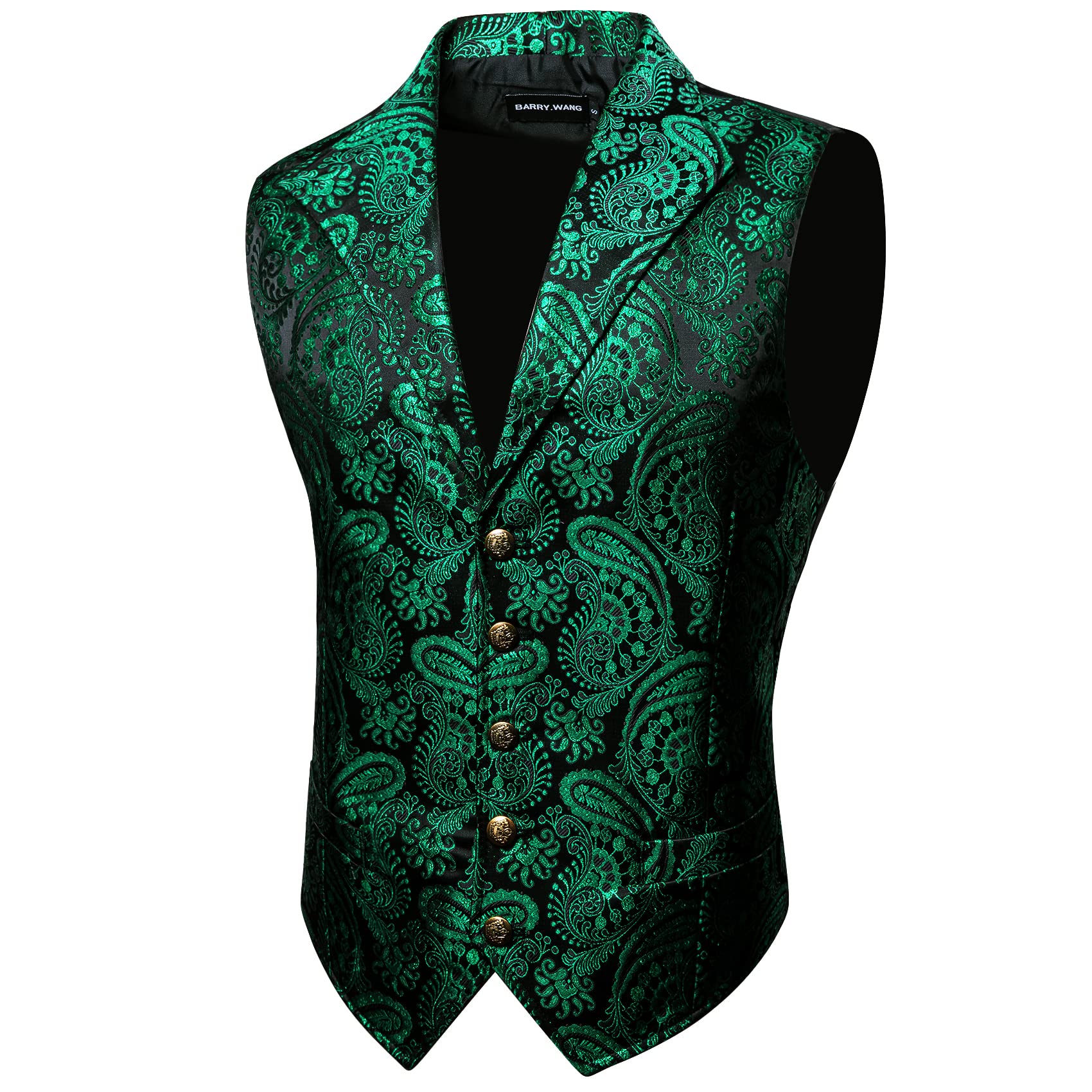 Barry.Wang Mens Silk Victorian Vest Tailored Collar