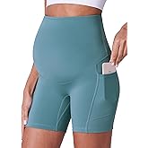 POSHDIVAH Maternity Shorts for Women Over Belly Biker Summer Pregnancy Workout Yoga Active Running Short Leggings 5"