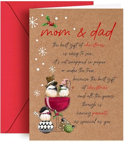 Twizler Biglietto Di Natale Per Mamma E Papà – Pinguini, Formato 15,5x15,5 Cm, Con Busta, Fatto In UK
