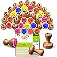 UdoUto Wooden Alphabet & Number Stamps for Kids, Essential ABC 123 Learning Stampers for Ages 3-5,Montessori Educational Preschool Homeschool Must-Haves Classroom Gift