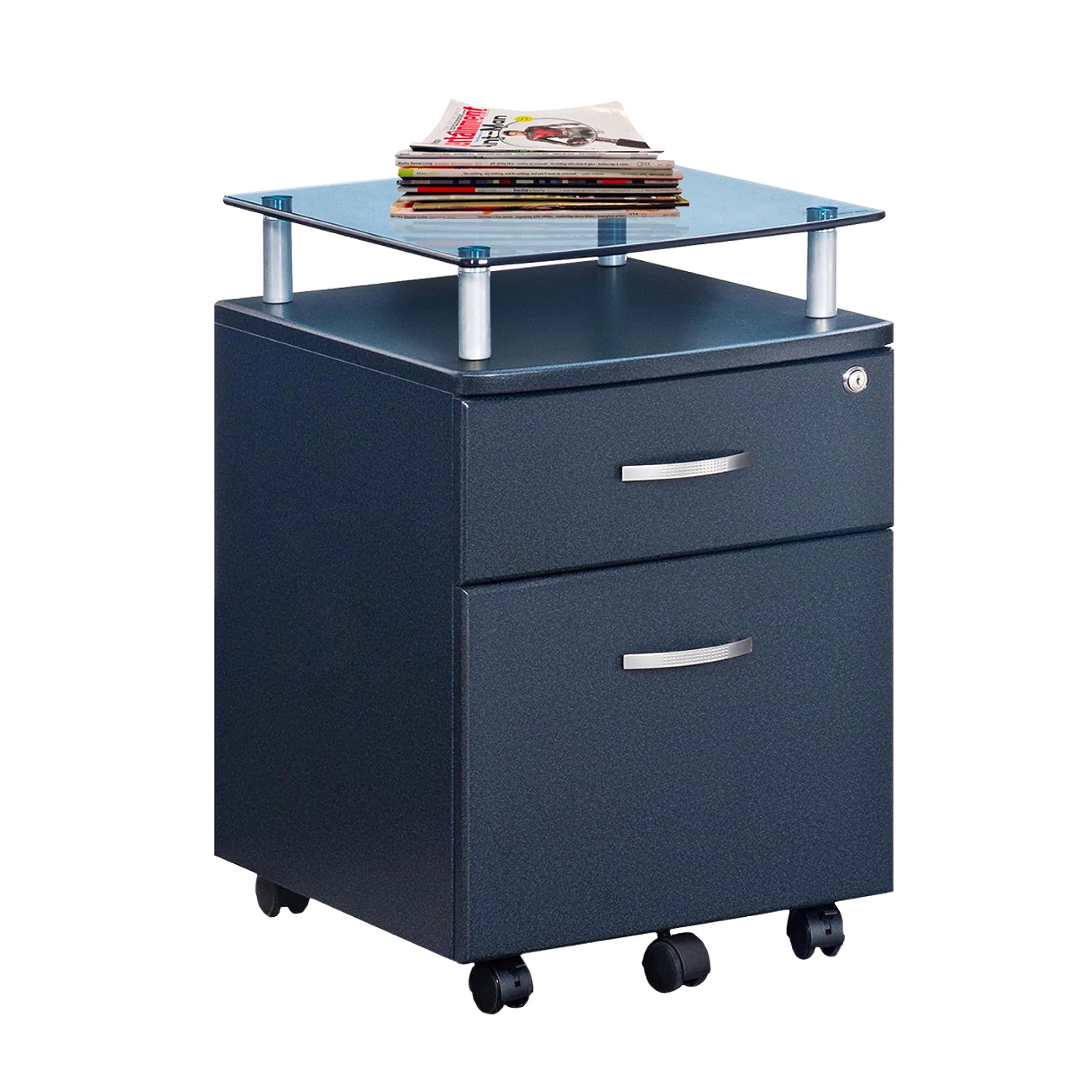 Techni Mobili Rolling File Cabinet with Glass