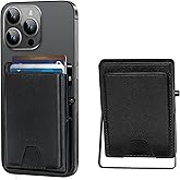 WIWU for Magsafe Wallet 7 Card Holder with Adjustable Stand RFID Blocking Strong Magnetic Ultra Slim Metal Travel Leather Wallet for iPhone 16/15/14/13/12 Series Android (Black)