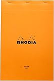 Rhodia 19660C Notizblock (yellow legal pad, DIN A4+, 21 x 31,8 cm, 80 Blatt, gehfetet, gelocht, liniert mit Rand, 80g, 1 Stück) orange