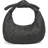 KOOIJNKO Knotted Straw Clutch Purse Bow Summer Beach Bag Dumpling Evening Handbag
