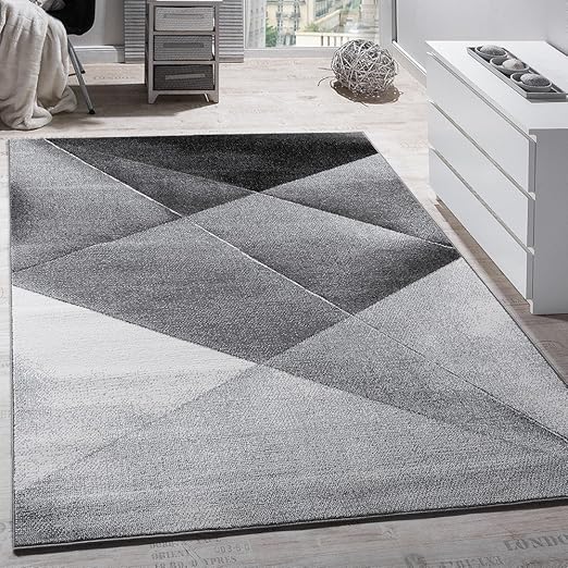 Paco Home Tapis Design Moderne Motifs Géométriques Poils Ras Gris Noir Blanc Chiné Dimension160x220 Cm