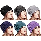 6 Pcs Women Turban Flower Caps Vintage Turbans Beanies Hair Loss Head Wrap Head Coverings for Women