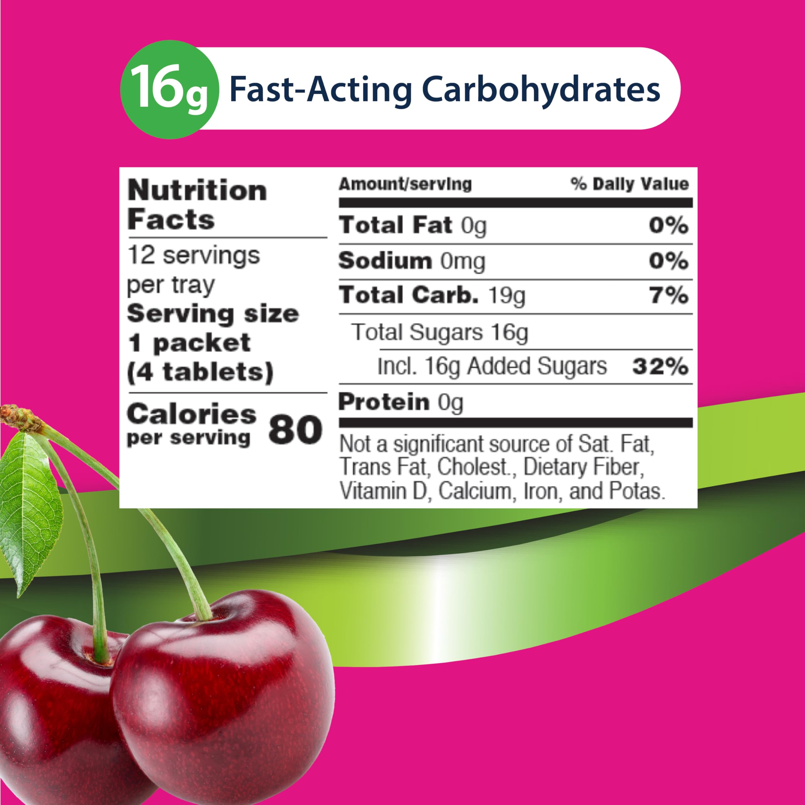 TRUEplus® Soft Tabs Glucose Tablets – 12 Packs – 48 tabs (Cherry Pop)