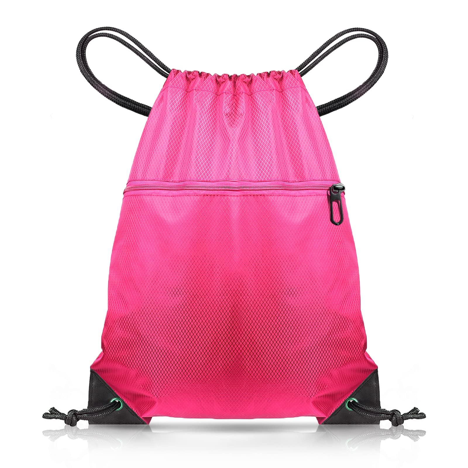 CHEPULA Drawstring Bags, Large Sports Backpack String Swim Drawstring Gym Bags for Women Men, Travel Beach Bag with Waterproof (Rose Red)