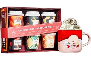 Kiri & Sons Gourmet Hot Cocoa Gift Set Cup Hot Chocolates - Set of 6 Flavors - Salted Caramel, French Vanilla, Caramel, Gingerbread, Mint, Amaretto & More - Winter Gifts For Her, Him, Kids