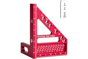 ALLMAKE Carpenter Square, 4 in 1 Combo Framing Square 4 Inch, 22.5° to 90° Protractor Measuring Layout Tool, Scribing Ruler Miter Triangle Igaging Ruler, Woodworking Tool for Marking Gauge Drawing Line Angle
