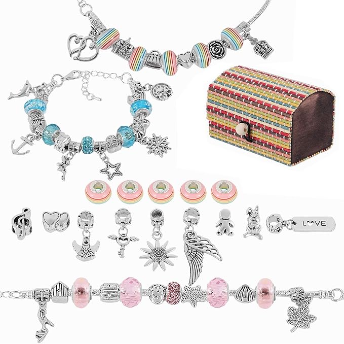 Girls Charm Bracelet Making Set, Hapzoom 58PCS Girls DIY Jewellery Making Kits for Kids, Present