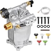 YAMATIC 3/4" Shaft Horizontal Pressure Washer Pump 3400 PSI 2.5 GPM | Fits Homelite, Troybilt, Simpson, Honda GC160 GC190, Replacement Pump with 5 Nozzlesfor power washer