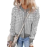 Dokotoo Cardigan Sweaters for Women V Neck Button Down Long Sleeve Plaid Knit Cardigans Sweater Tops