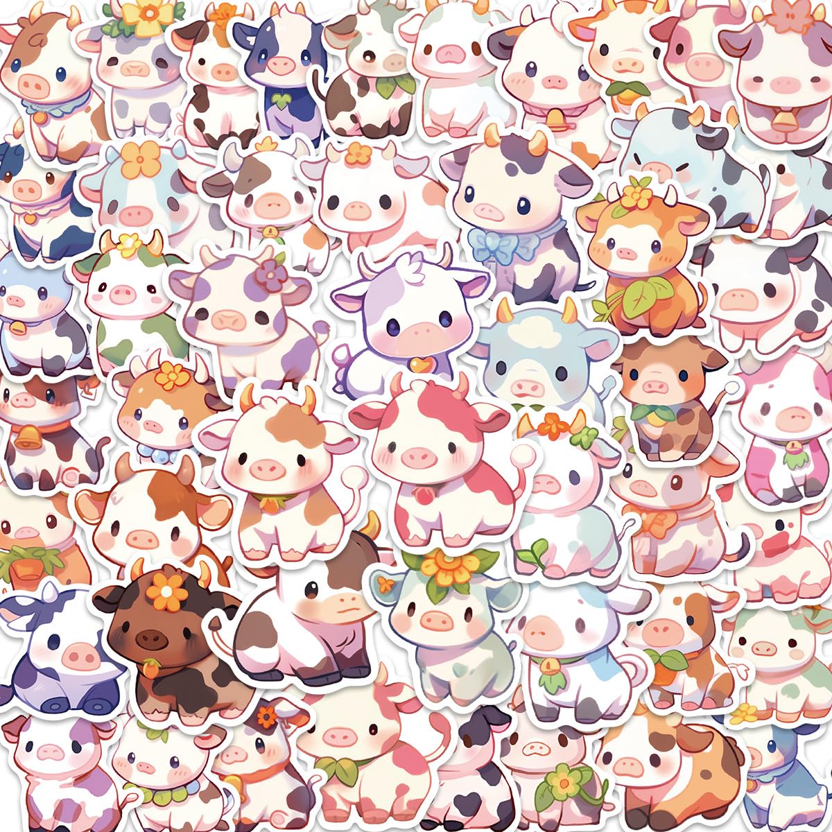 50Pcs Rainbow Calf Stickers for Water Bottles Tumbler Luggage Skateboard Bumper Scrapbook Mug, Sticker Gift for Kids Teens Adults