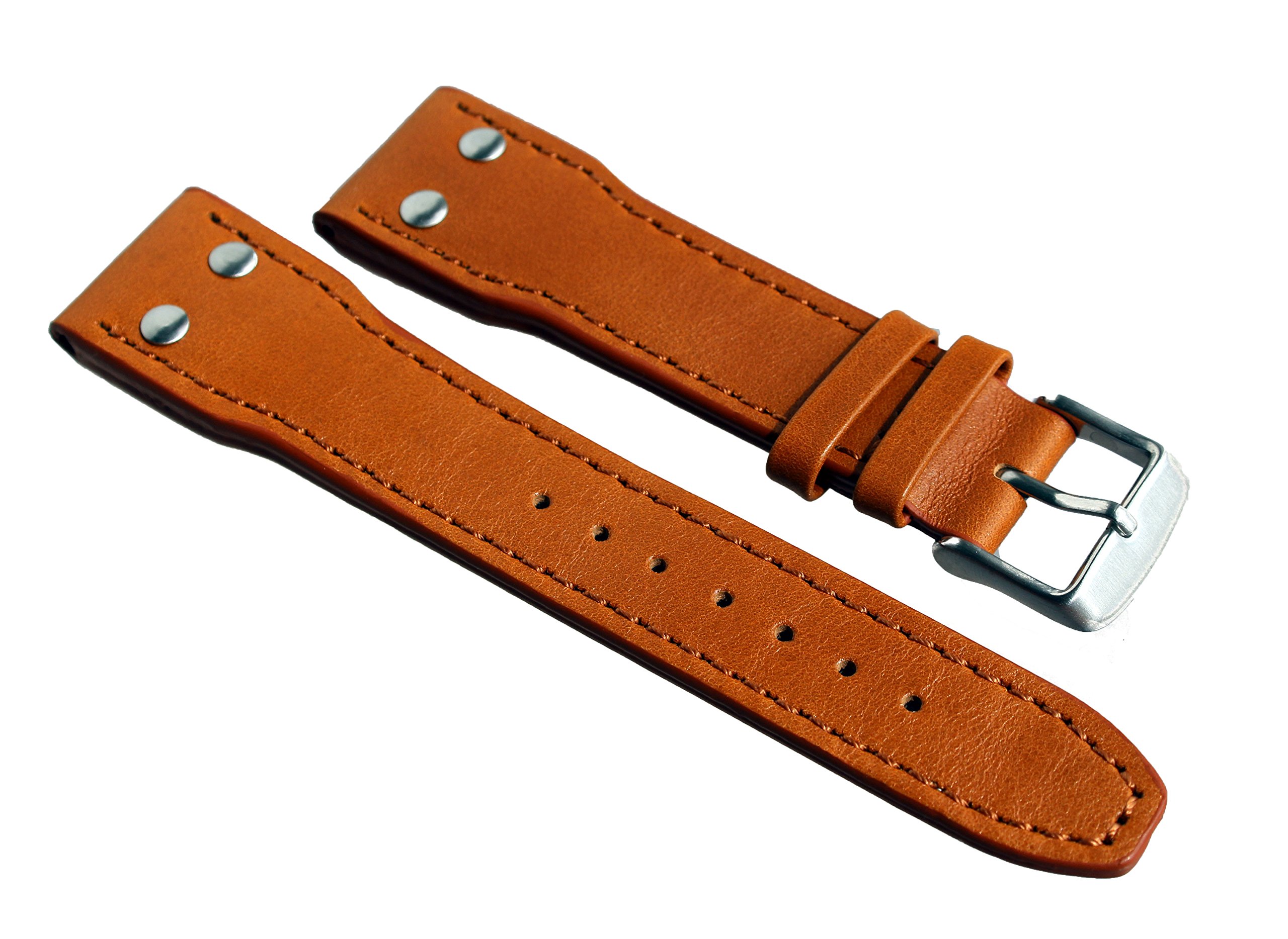Sulla Pilot IW 22 mm Fleigerband Calfskin Watch Strap Light Brown with Rivets