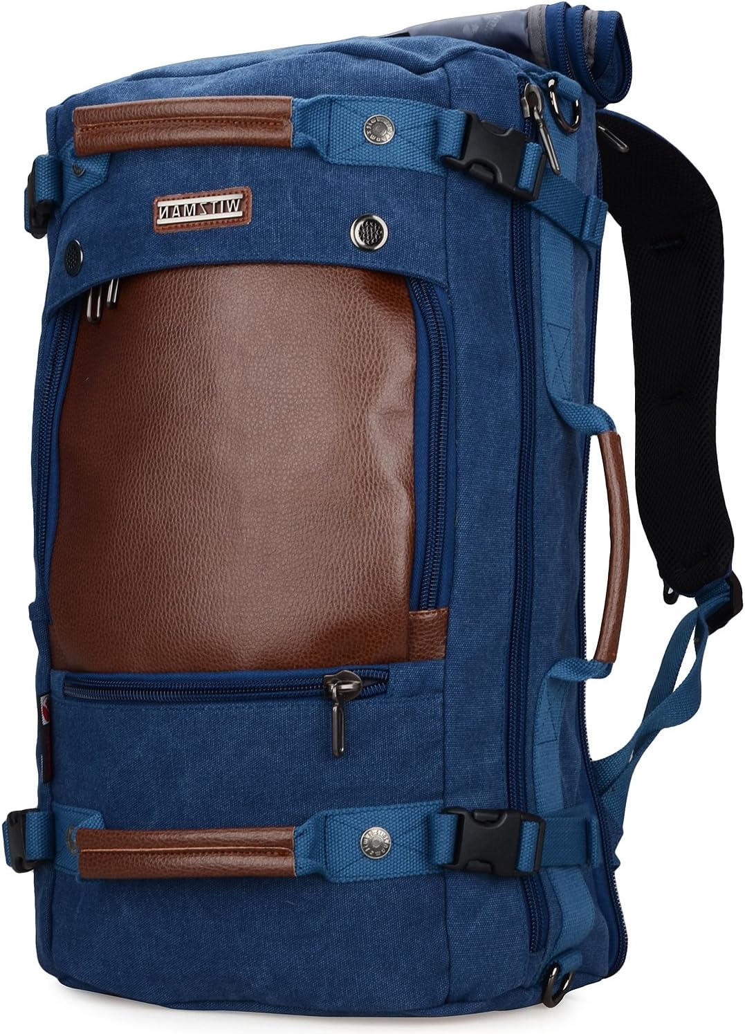 WITZMAN Travel Backpack for Men Women Carry on Luggage Backpack Canvas Rucksack Duffel bag with Shoe Compartment(A2021 Blue)