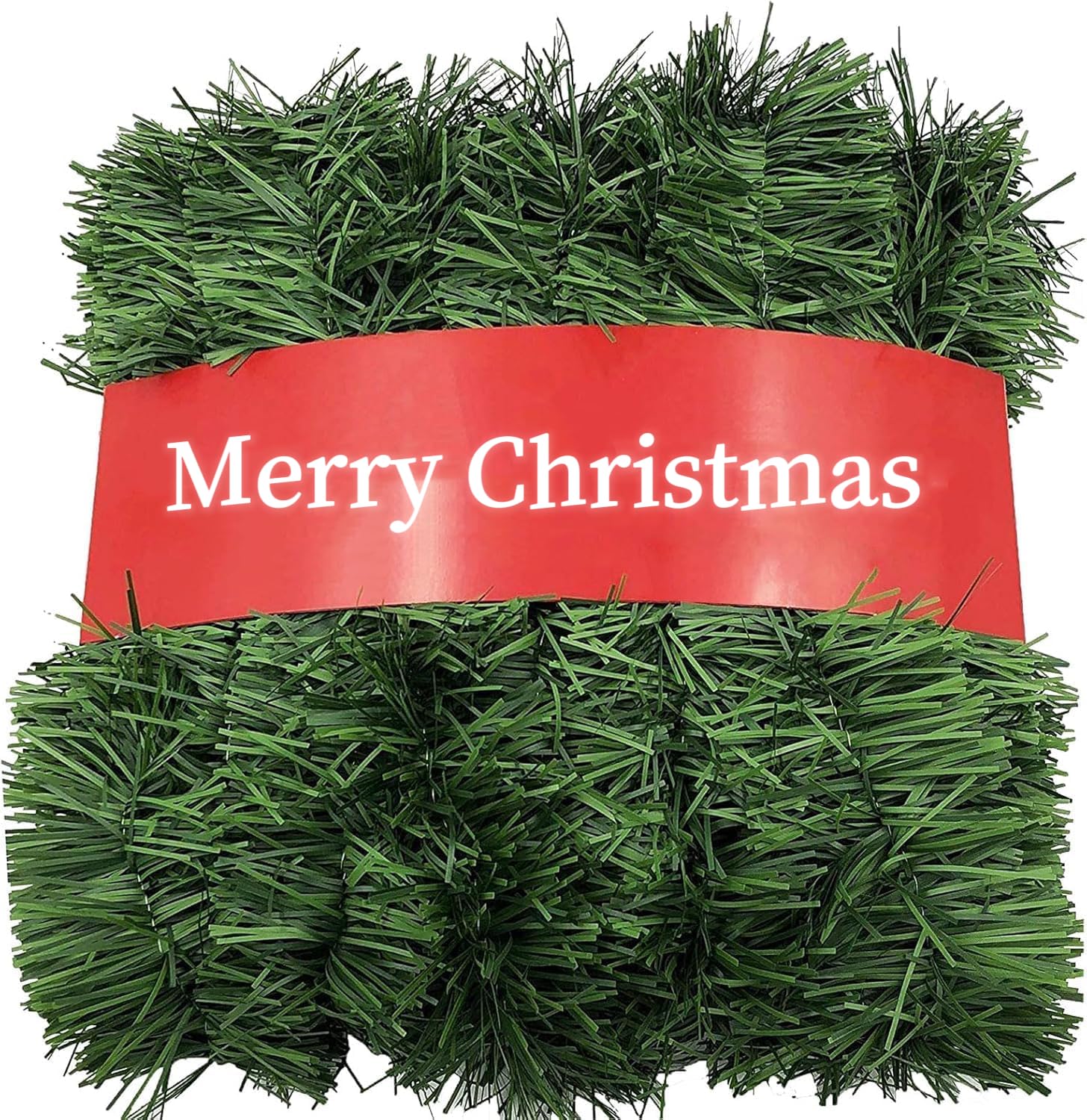 Photo 1 of 50FT Green Artificial Christmas Garland with Bendable Metal Wire, 2 Pack Non-Lit Soft Pine Greenery Garland for Indoor or Outdoor Decor, Holiday Wedding Party Decoration for Stairs Mantle Door