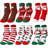 JarThenaAMCS 6 Pairs Christmas Holding Hands Fuzzy Socks Red Green Magnetic Hand in Hand Coral Fleece Socks for Winter Xmas Birthday Valentine Party Gift Supplies