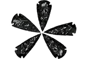 AMAZING GEMSTONE 5 Pieces Black Obsidian Arrowhead, Natural Crystal and Healing Stone Flint Rock Arrow Head - 1" to 1.5" Arrowheads for DIY Project Craft Point Jewelry Making