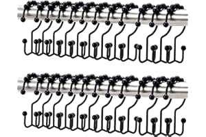 Vipdrive Shower Curtain Hooks Rings, Metal Hangers Rust Resistant Double Glide Bathroom Accessories for Rods Curtains, 24 PCS