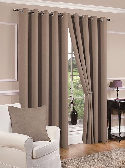 Ready Made Ring Eyelet Top Curtains 2 In A Modern Hessian Look