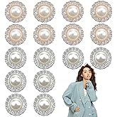 16 pcs Pearl Rhinestone Buttons, Crystal Sewing Craft Buttons for Suits Coat Sweaters, DIY Sewing Crafts Button,12mm/0.82in