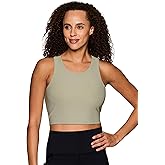 RBX Ribbed Bra Tank Top for Women, Fashion Crop Top with Built in Bra for Yoga, Longline Sports Bra for Low Impact Workouts