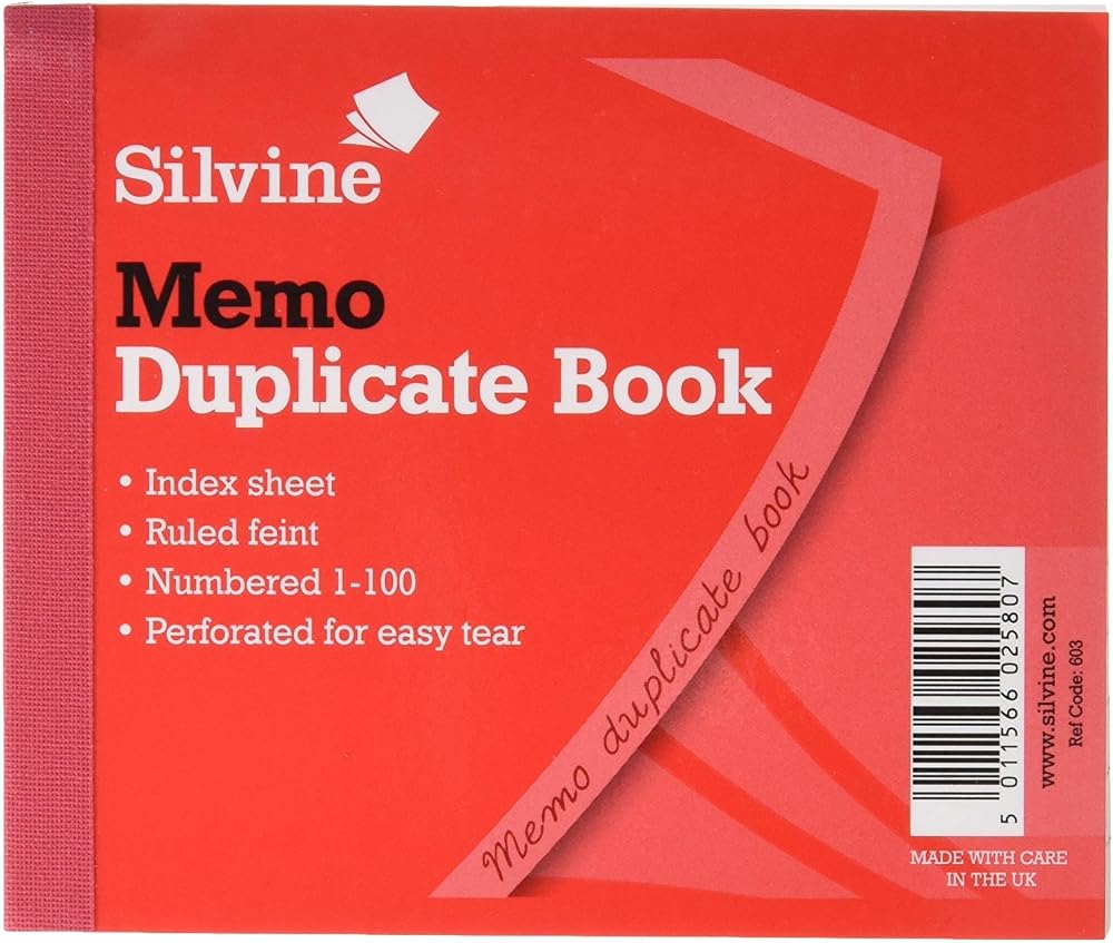 Silvine 4x5 Duplicate Memo Book 1-100 Index Pack of 12
