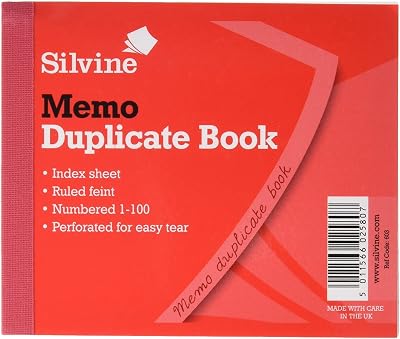 Silvine 4x5 Duplicate Memo Book 1-100 Index Pack of 12