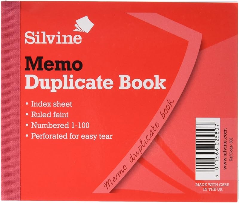 Silvine 4x5 Duplicate Memo Book 1-100 Index Pack of 12