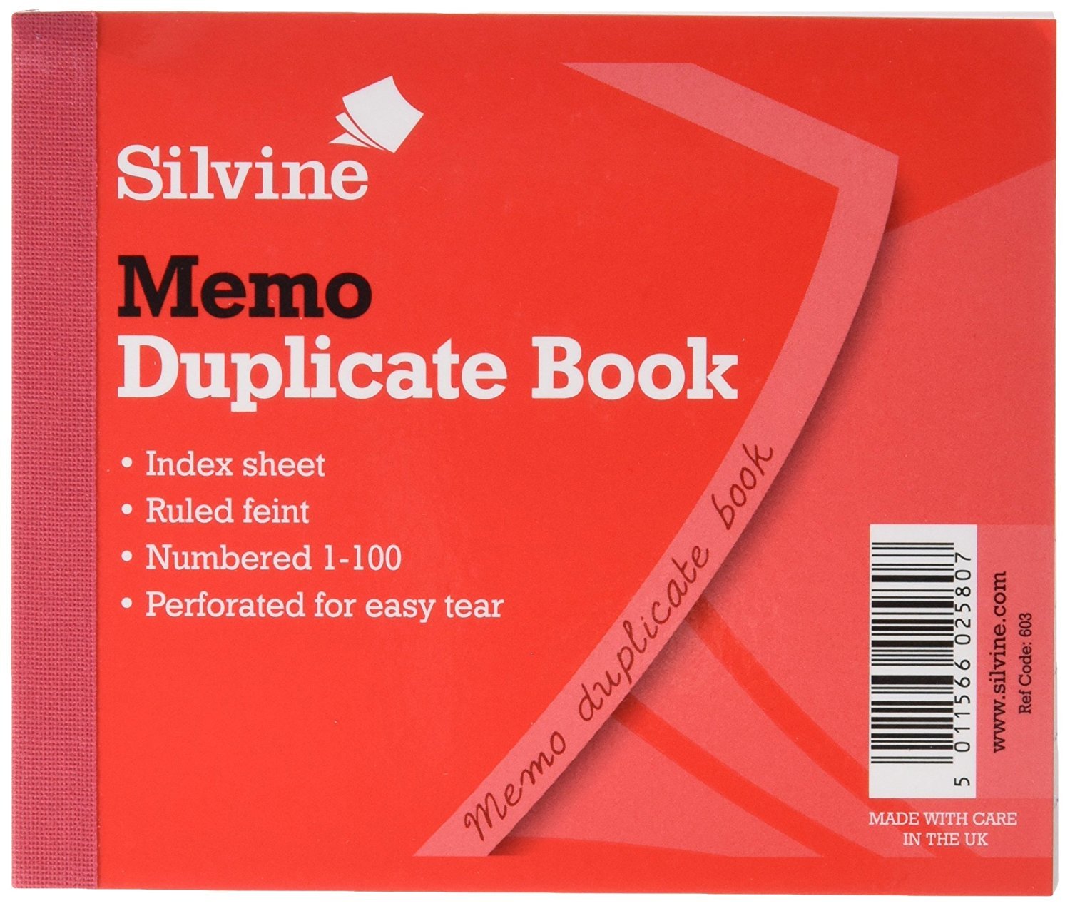 Silvine 4x5" Duplicate Memo Book - Numbered 1-100 with Index Sheet [Pack of 12]