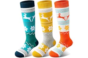 Cimkiz Merino Wool Kids Ski Socks (2 Pairs/3 Pairs) for Boys Girls Thick Warm for Winter Snow Skiing Snowboard Sports
