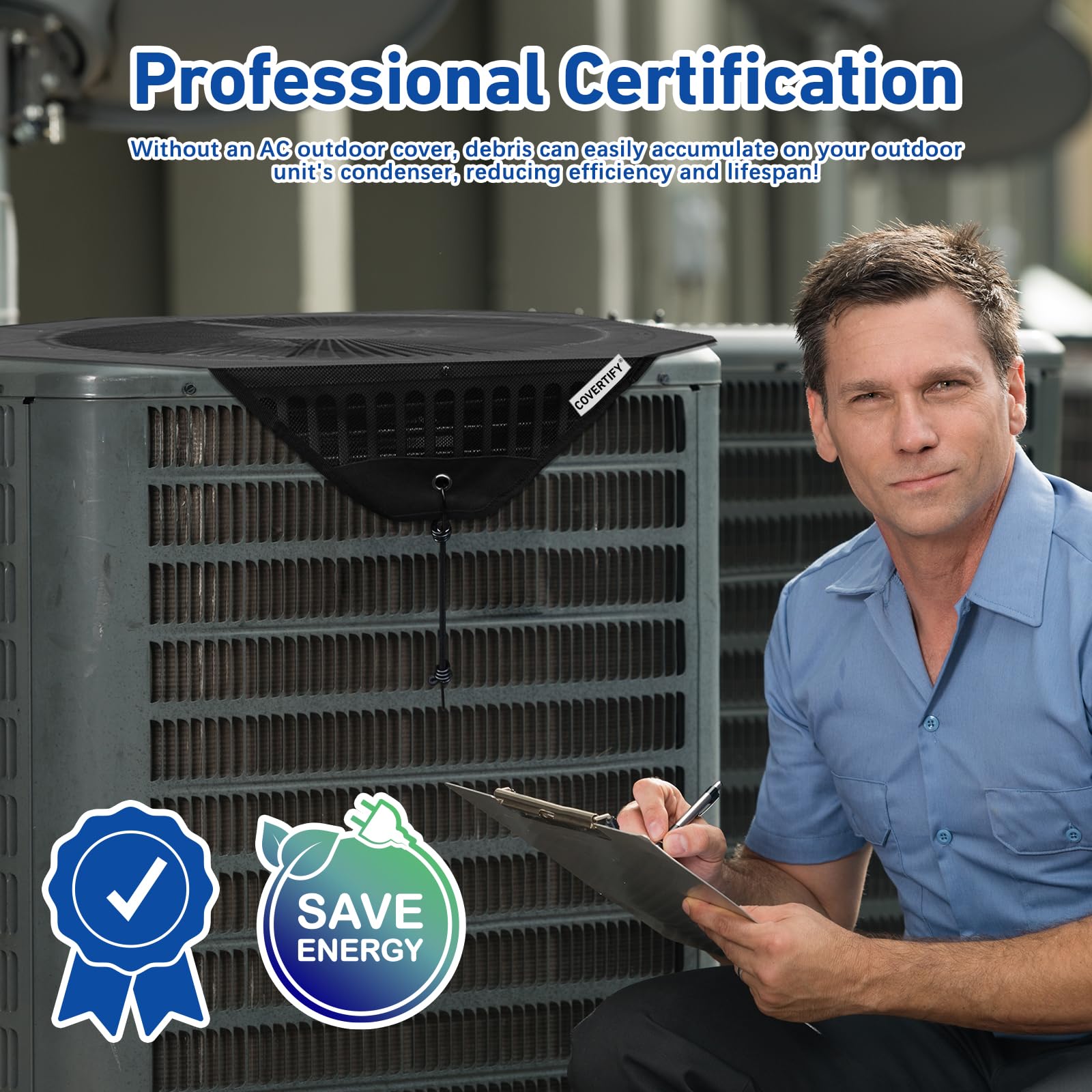 Central Air Conditioner Covers for Outside 36'' X 36'', Mesh AC Covers for Outside Unit, Breathable AC Conditioning Condenser Compressor Cover - Top Universal Defener for All Season