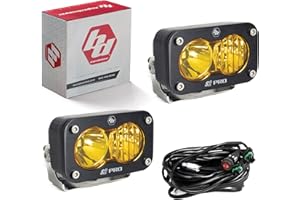 Baja Designs S2 Pro Black LED Auxillary Light Pods Pair - 2 PCS LED with Wiring Harness (Driving/Combo; Amber)