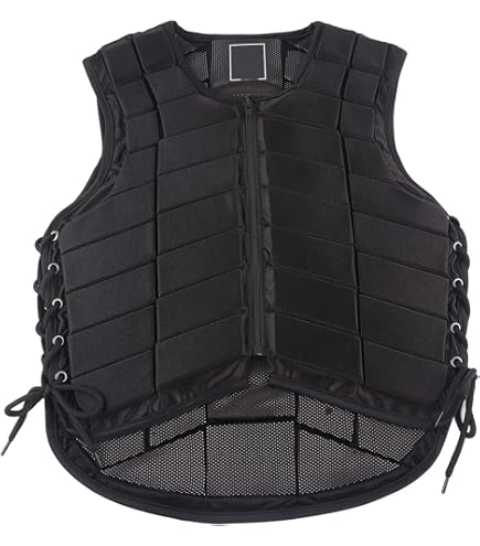 Buffalo Grill Gilet D'équitation HILASON Noir Bull Pro Rodeo - Taille Large (32-36 Pouces), Cordura, Unisexe Riding Vest With Neck Roll