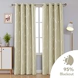 Deconovo Blackout Curtains Eyelet Thermal Insulated Beige 66x90 Inch 1 Pair view 2
