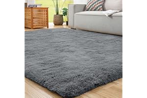 ROCYJULIN Area Rugs 8x10 for Living Room, 8x10 Area Rugs for Bedroom, Non-Slip Carpet for Dorm Room, Fluffy Shag Rug for Playroom, Fuzzy Rug for Kids Room, Large Dark Grey Gray Rug