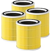 CFKREYA 4 Pack AC400 Replacement Filter for Purivortex AC400 Air Purifier, 3-in-1 Pet Care Filter Replacement, Yellow