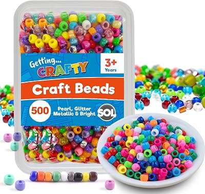 SOL 500pcs Pony Beads for Jewellery Hair Braids 6x9mm Assorted Colours