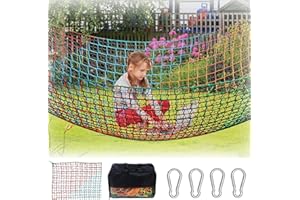 LAKNUAL Climbing Net for Kids, 6.6×6.6Ft Black & Colored Double Layers Playground Safety Net with Different Mesh Sizes, Climbing Cargo Net for Monkey Bar, Treehouse, Backyard