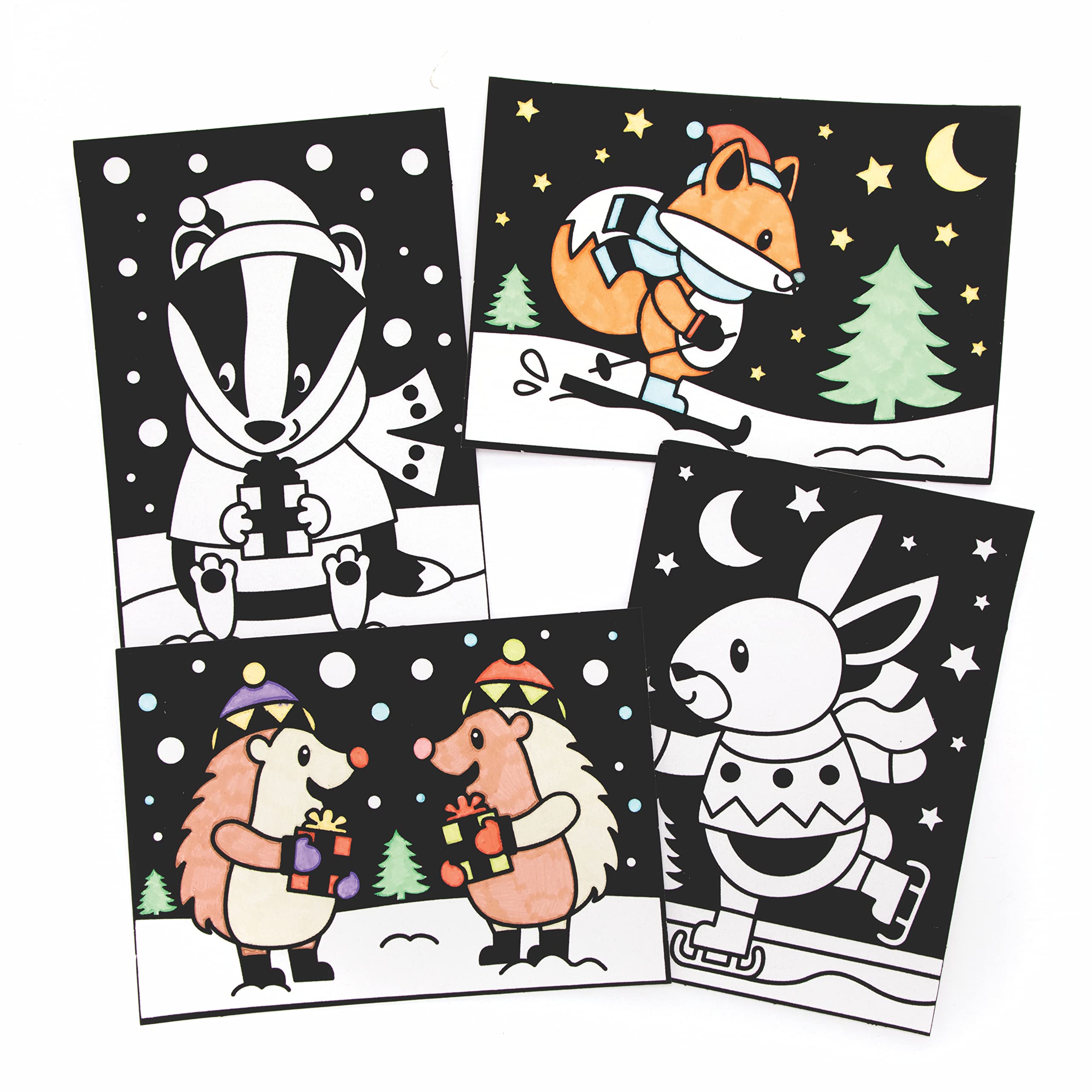 Baker Ross FC284 Winter Woodland Colour In Picture Decorations - Pack of 10, Felt Craft Pictures, Make Your Own Picture Decoration, Craft Set for Children to Decorate and Display,Black