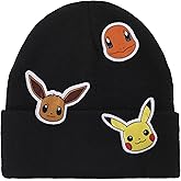 Pokémon Printed Character Patches Black Cuff Beanie
