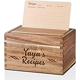 InnoBeta Yaya Gifts, Grandma Recipe Box with 50pcs 4x6 inch Recipe Cards, 10 Dividers, Recipe Organizer for Grandma - Yaya