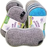 Durable Scrub Scouring Sponge Pad,Non-Scratch Microfiber Reuseable Sponges Along with Heavy Duty Scrubber for Kitchen Cleanin